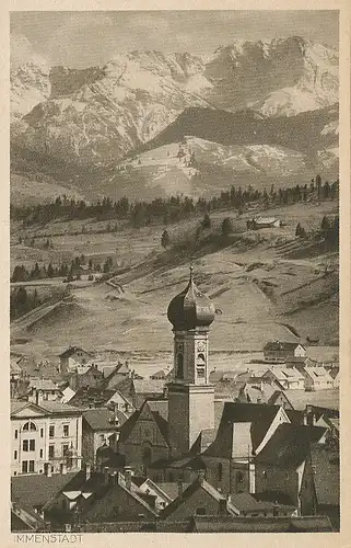 Immenstadt Blick zur Kirche u. Daumengruppe ngl 126.221