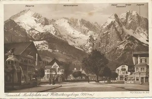 Garmisch Marktplatz mit Wettersteingeb. gl1936 128.256