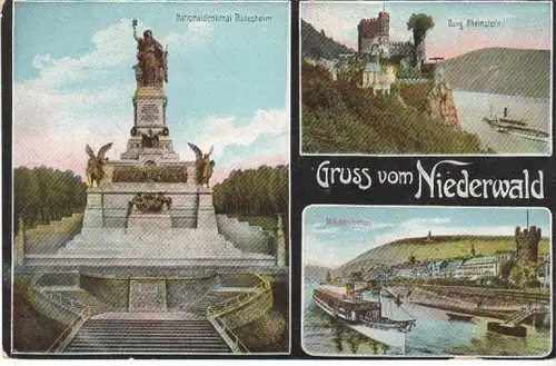 Gruss vom Niederwald Mehrbild-Litho bahnpgl1912 B7981