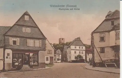 Weilmünster Marktplatz mit Ruine gl1930 95.327