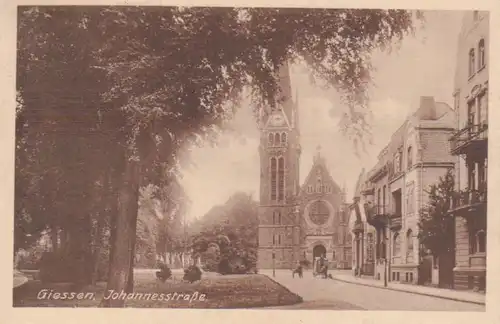 Gießen Johannesstraße mit Kirche gl1925 95.343