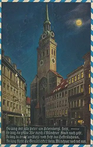 München St. Peterskirche bei Mondschein gl1929 123.803