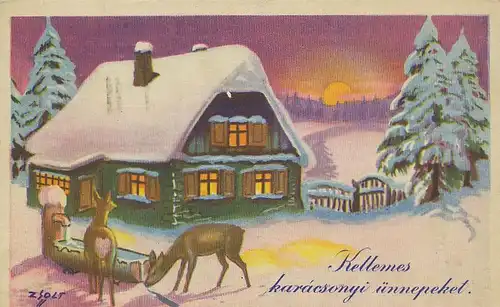 Ungarisches Bauernhaus im Winter gl1923 130.028