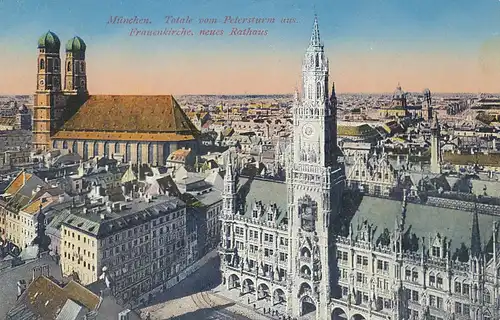 München Rathaus Frauenkirche Panorama gl1919 123.889