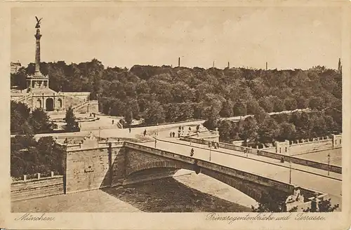 München Prinzregentenbrücke und Terrasse gl1925 123.996