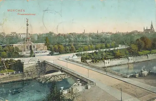 München Brücke und Friedensdenkmal gl1909 123.999