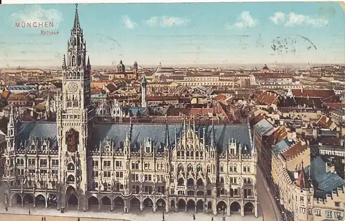 München Rathaus und Stadtpanorama gl1911 123.874