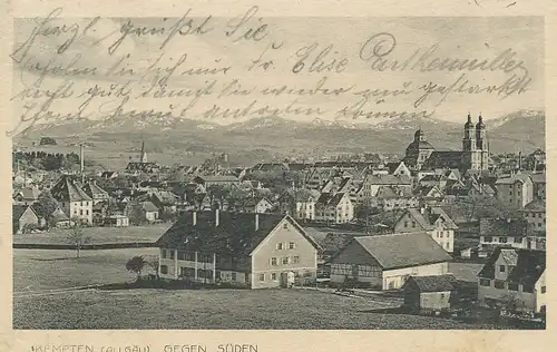 Kempten Panorama gegen Süden gl1915 123.551