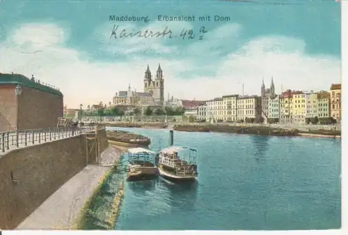 Magdeburg Elbansicht mit Dom gl1910 95.608