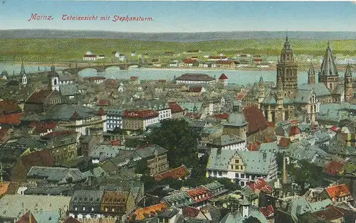 Mainz Totalansicht mit Stephansturm feldpgl1916 130.702