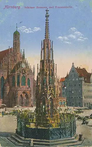 Nürnberg Schöner Brunnen Kirche feldpgl1916 124.442