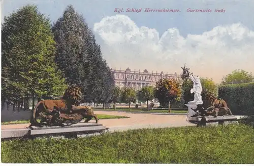 Kgl.Schloß Herrenchiemsee Gartenseite links ngl B7234