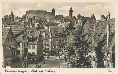 Nürnberg Straßenpartie Blick zur Burg gl1938 124.360