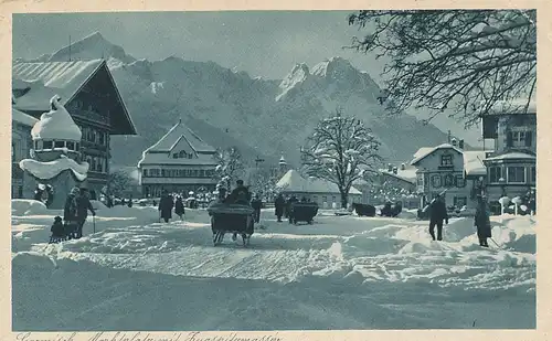 Garmisch Marktplatz im Schnee ngl 128.206