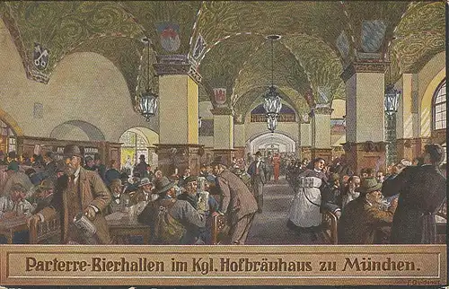 München Hofbräuhaus Parterre-Bierhallen gl1928 124.193