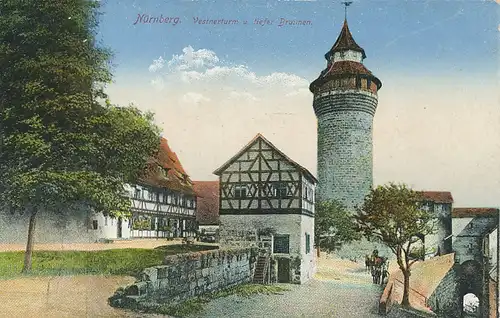 Nürnberg Vestnerturm und tiefer Brunnen ngl 124.607