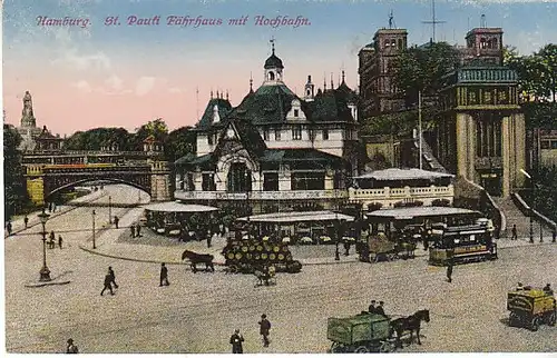 Hamburg St.Pauli Fährhaus mit Hochbahn gl1918 C0823