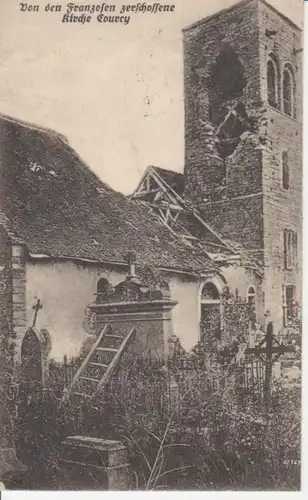 Zerschossene Kirche Courcy feldpgl1916 200.917