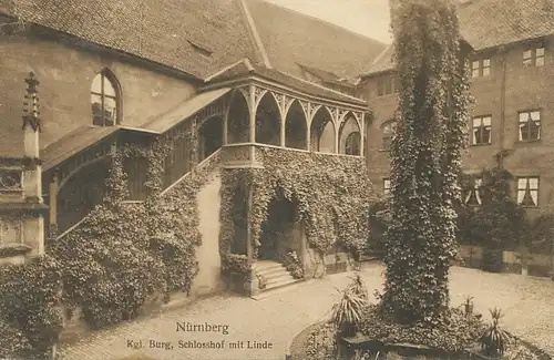 Nürnberg Burg Schlosshof mit Linde gl1911 124.648