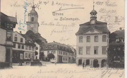 Bad Salzungen Innenstadtpartie am Brunnen gl1900 96.255