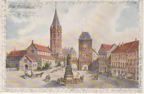 Eisenach Partie Denkmal und Nicolaithor gl1903 96.144