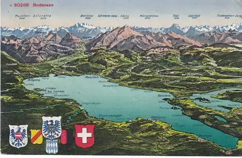 Bodensee-Panorama Angrenzer-Wappen gl1921 B7413