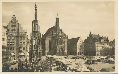 Nürnberg Schöner Brunnen Frauenkirche gl1938 124.730