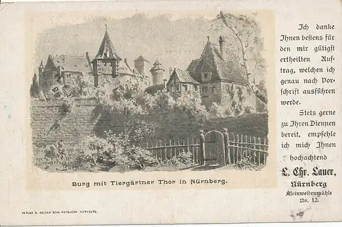 Nürnberg Partie Tiergärtner Tor und Burg gl1900 124.670