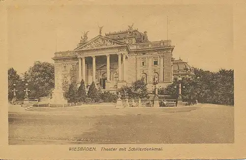 Wiesbaden Theater mit Schillerdenkmal ngl 130.181