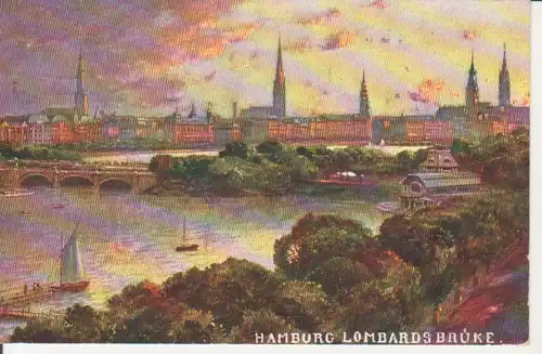 Hamburg Lombardsbrücke und Panorama gl1912 202.599