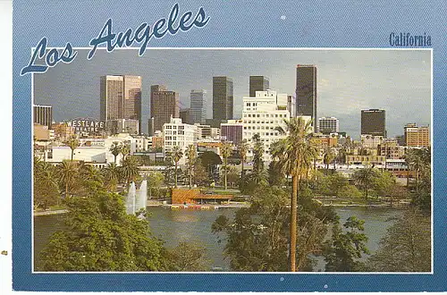 Los Angeles CA. Skyline MacArthur Park gl1986 C0083
