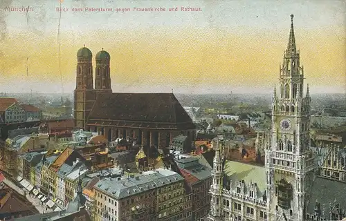 München Frauemkirche und Rathaus glca1920 125.541