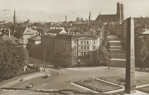 München Karolinenplatz mit Frauenkirche gl1926 124.321