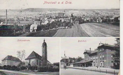Neustadt/Orla Kirche Bahnhof Panorama gl1926 96.369