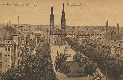 Wiesbaden Luisenplatz mit Bonifaciuskirche ngl 130.250