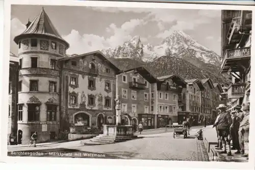 Berchtesgaden Marktplatz mit Watzmann gl1952 B7592