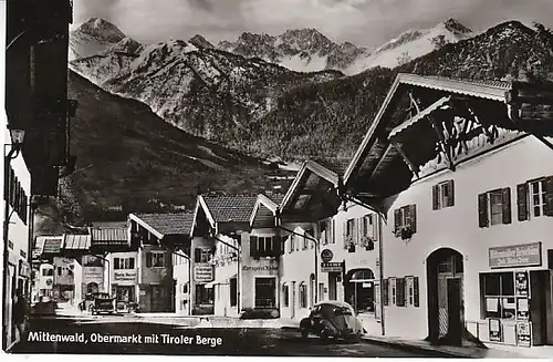 Mittenwald Obermarkt mit Tiroler Bergen ngl C1345