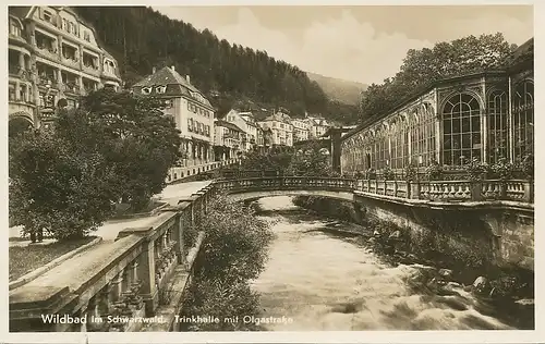 Bad Wildbad Trinkhalle mit Olgastraße gl1935 133.534