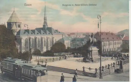 Essen Burgplatz mit Kaiser-Denkmal gl1908 98.743