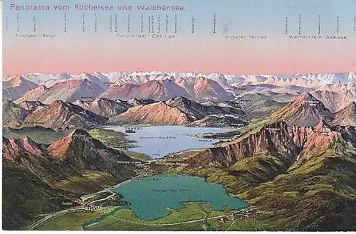 Kochelsee u.Walchensee Panoramakarte ngl C2240