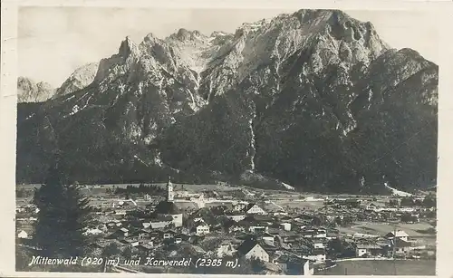 Mittenwald Panorama mit Karwendel gl1927 126.016