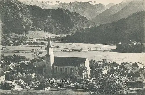 Hindelang Kirche und Panorama gl1911 126.478