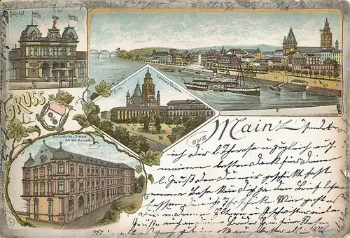 Mainz Litho Bahnhof Museum Dom Totale gl1898 130.743