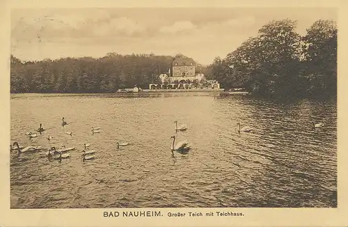 Bad Nauheim Großer Teich mit Teichhaus gl1912 130.409