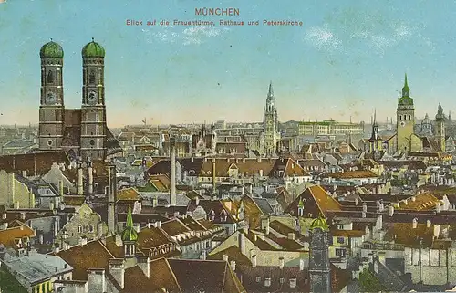 München Blick auf Frauentürme Rathaus gl1915 125.567