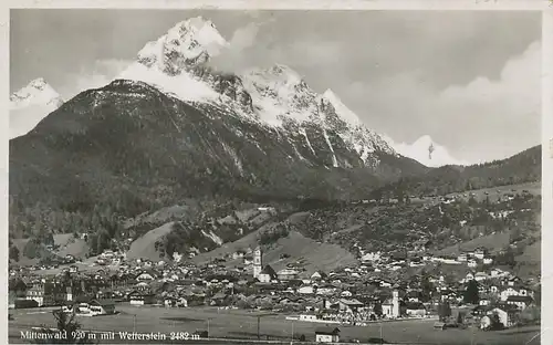 Mittenwald Panorama mit Wetterstein gl1938 126.033