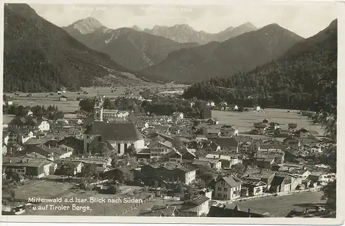 Mittenwald gegen Süden (Tiroler Berge) gl1935 126.165