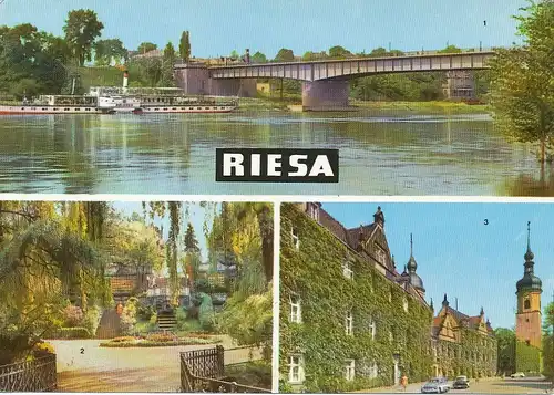 Riesa Elbbrücke Stadtpark Rathaus gl1975 127.459