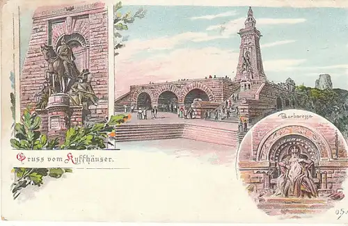 Gruß vom Kyffhäuser Litho Mehrbildkarte ngl C0842