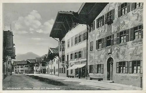 Mittenwald Oberer Markt mit Neunerhaus gl1936 126.091